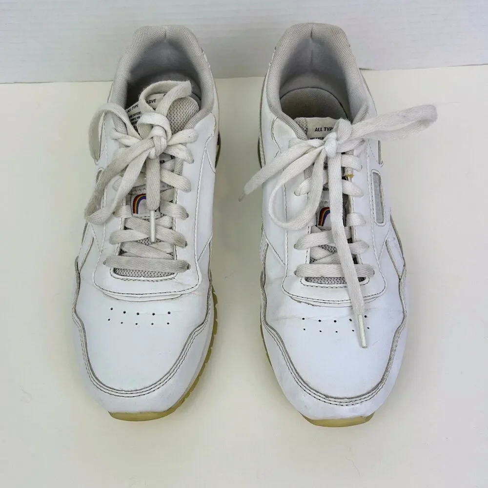 Reebok Classic Harman Run Pride Tennis Shoes Rainbow Sneakers White Multi Mens 8